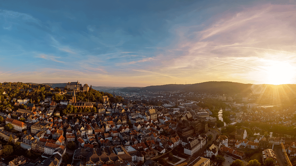 Marburg bei Sonnenuntergang